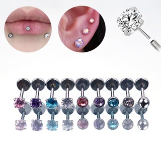 1 PC 2/3/4 มม.คริสตัลสี Plug-IN สไตล์ Labret เจาะสแตนเลส Unt…