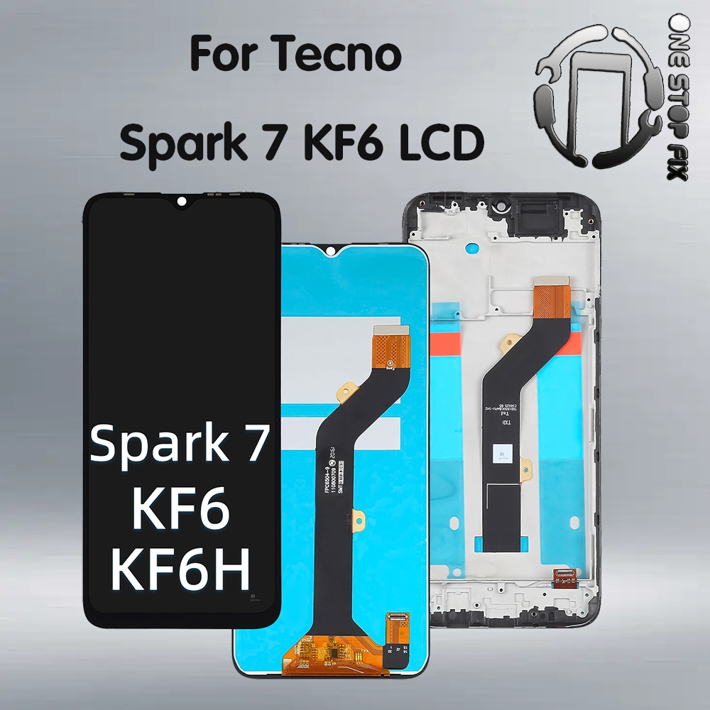 สําหรับ Tecno Spark 7 KF6j KF6 KF6h KF6k KF6i PR651 จอแสดงผล LCD Touch Screen Digitizer Assembly
