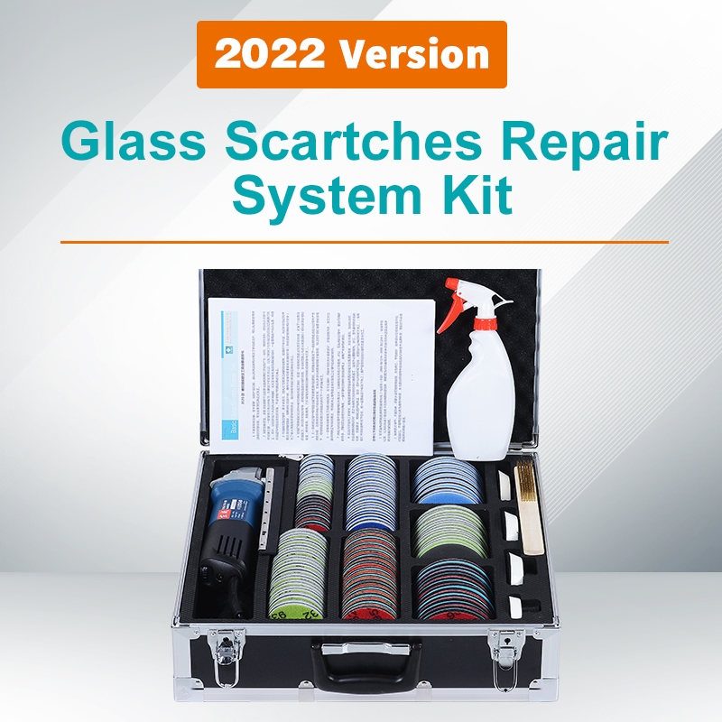 Uerglass 2022 Version ชุดกล่องเครื่องมือซ่อมแซมรอยขีดข่วนกระจก พร้อมเครื่องเจียรปรับมุมได้