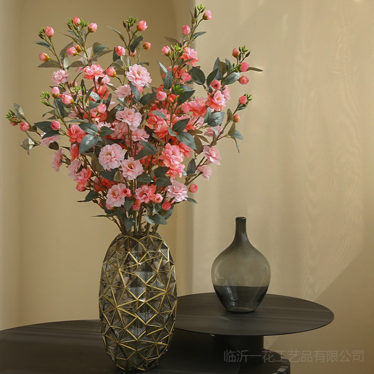 ประดิษฐ์ภูเขา Camellia ตกแต่งงานแต่งงานดอกไม้อภิบาลดอกไม้ปลอมหน้าต่างบ้านตกแต่งดอกไม้ถ่ายภาพดอกไม้ตกแต่ง
