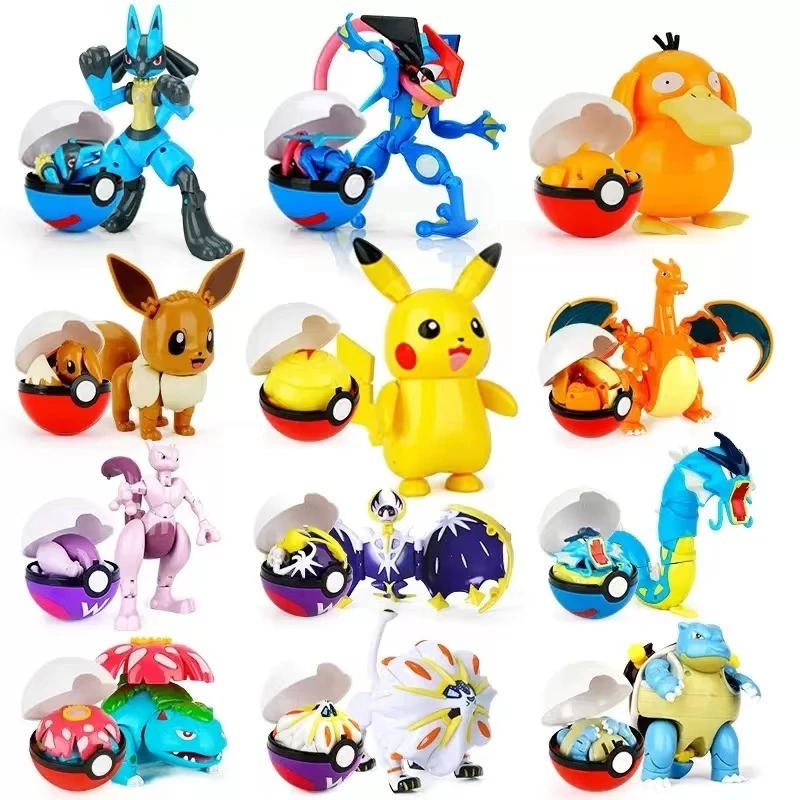 Pokemon โปเกบอล Pikachu Charizard Mewtwo Eevee Lunala Action Figure Pokeball ของเล่นสําหรับเด็ก thumbnail 6