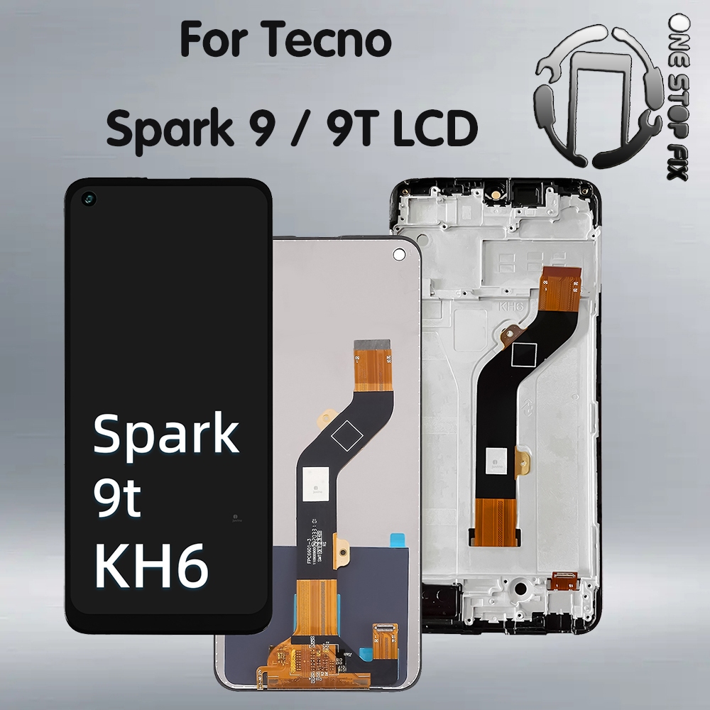 สีดํา 6.6 นิ้วสําหรับ Tecno Spark 9 KG5p/สําหรับ Tecno Spark 9T KH6 จอแสดงผล LCD Touch Screen Digiti
