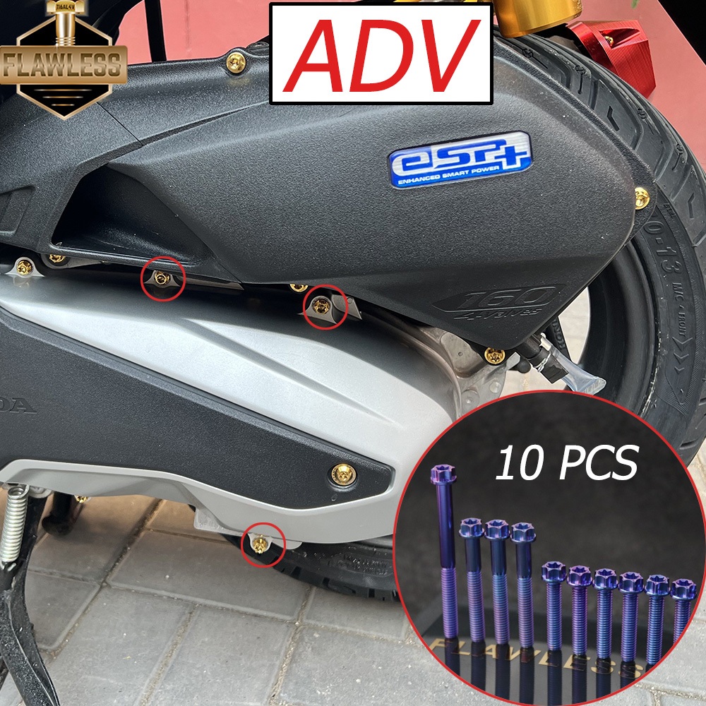 FLAWLESSTI Honda ADV 160 น็อตแคร้งเครื่อง น็อตกรองอากาศ น็อตเกลียวปล่อยกรองอากาศ ไทเทเนียม น็อต น็อตแคร้ง น็อตฝาปั้มบน น๊อตจานดิสเลส กันร้อนเวฟ น็อต สลักเบรค แกนสวิงอาร์ม น็อตอุดกระจก น็อตโช๊คหลัง