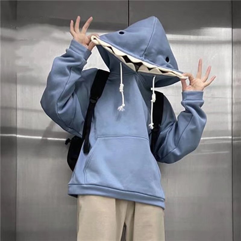 เสื้อกันหนาว ผ้าฟลีซ แบบนิ่ม ทรงหลวม ลายฉลามน่ารัก รูปที่ 6