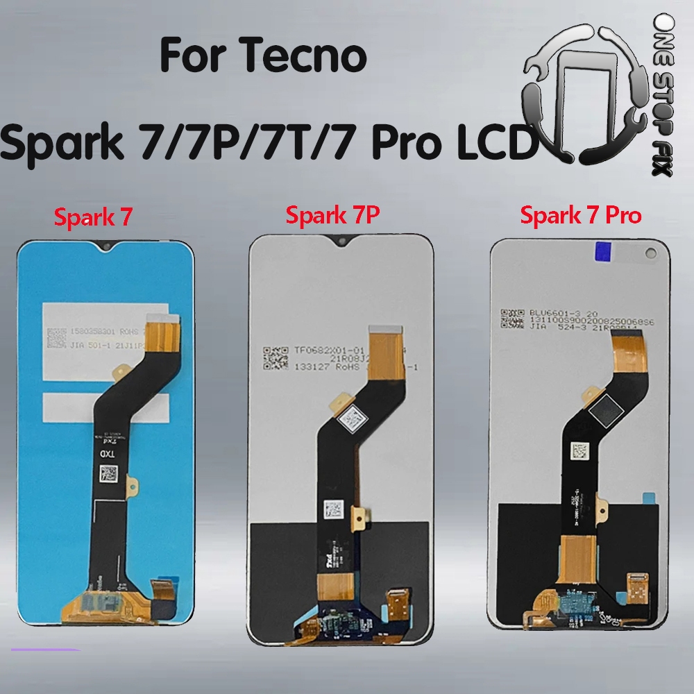 หน้าจอสัมผัส lcd สําหรับ Tecno Spark 7 Display KF6J KF6N Tecno Spark 7P KF7j lcd Spark 7T KF6p 7 Pro KF8