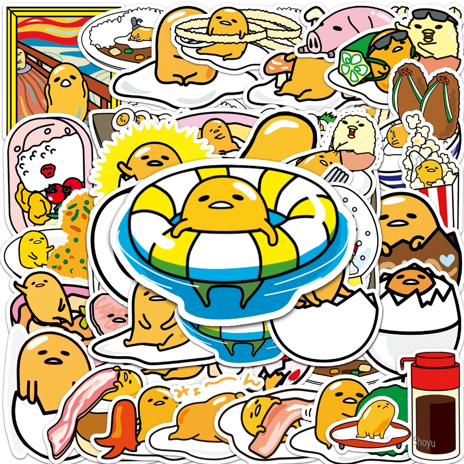 50 ชิ้นตลก Gudetama ไข่ขี้เกียจ Graffiti สติกเกอร์กันน้ําสําหรับ DIY โทรศัพท์แล็ปท็อปโน้ตบุ๊คกีตาร์จักรยานหมวกกันน็อครถตกแต่ง Decal