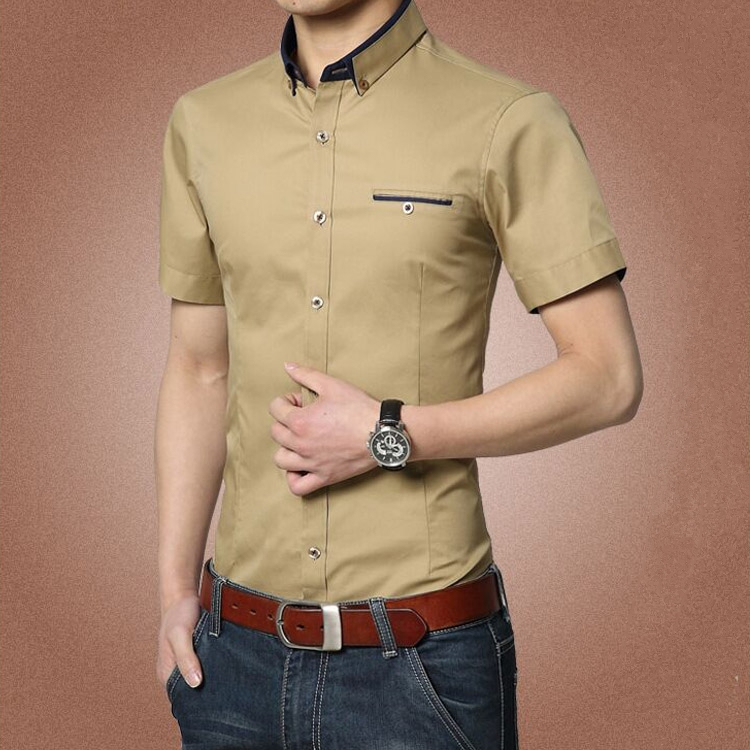 เสื้อเชิ้ตลําลอง แขนสั้น ทรงสลิมฟิต สไตล์นักธุรกิจ สําหรับผู้ชาย