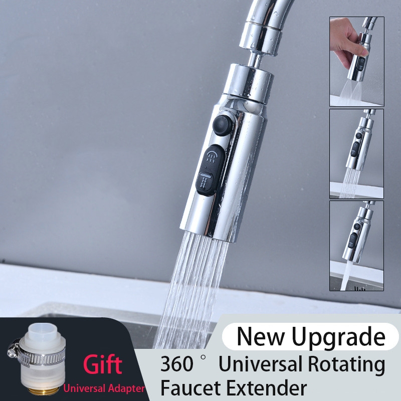 ก๊อกน้ํา Extender 360° อุปกรณ์เสริมอ่างล้างจานทั่วไป หมุนได้ 3 โหมด พร้อมอะแดปเตอร์ทั่วไป