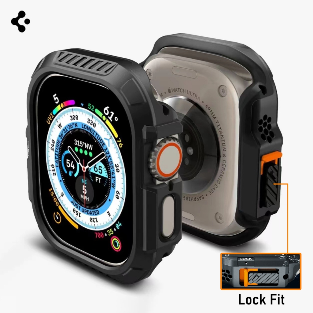 Sgp เคส PC แบบแข็ง พร้อมตัวล็อก เพื่อความปลอดภัย อุปกรณ์เสริม สําหรับ iWatch Ultra 2 49 มม. 45 มม. 4