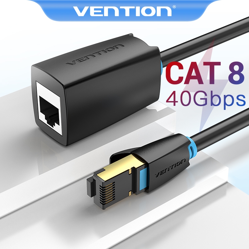 Vention สายเคเบิลเชื่อมต่ออีเธอร์เน็ต Cat8 RJ45 ตัวผู้ เป็นตัวเมีย SSTP 40Gbps 2000MHz ความเร็วสูง สําหรับเล่นเกม PC TV