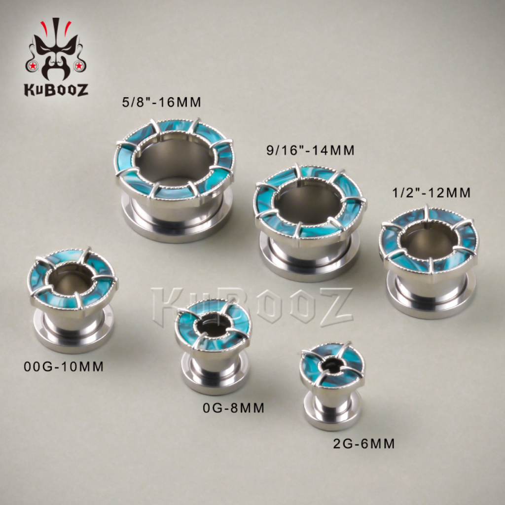 Kubooz 2 ชิ้น เกจวัดหู อุโมงค์ ปลั๊ก เปลือกหอย ขยาย ยืด สเตนเลส เจาะ เครื่องประดับต่างหู - รูปที่ 2