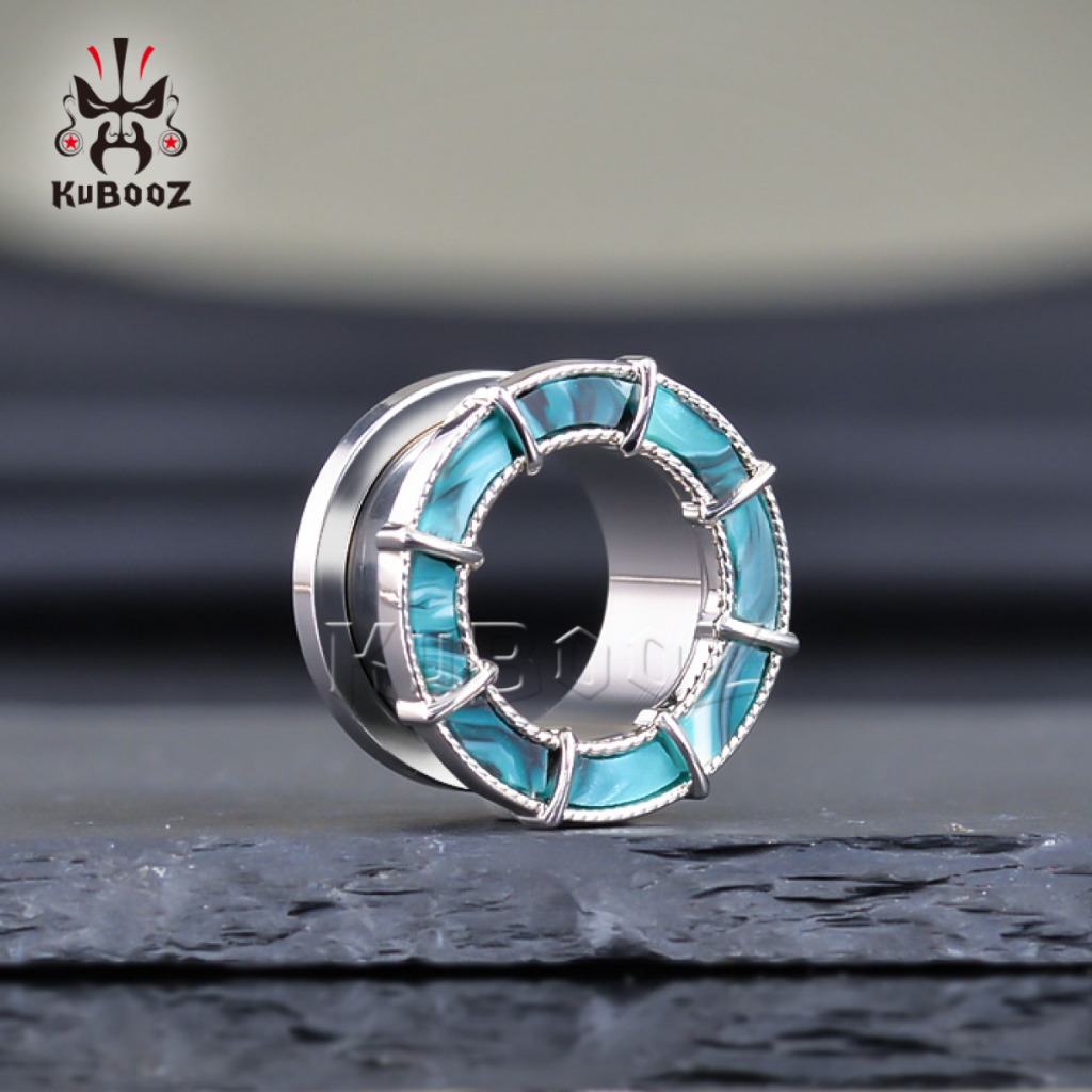 Kubooz 2 ชิ้น เกจวัดหู อุโมงค์ ปลั๊ก เปลือกหอย ขยาย ยืด สเตนเลส เจาะ เครื่องประดับต่างหู