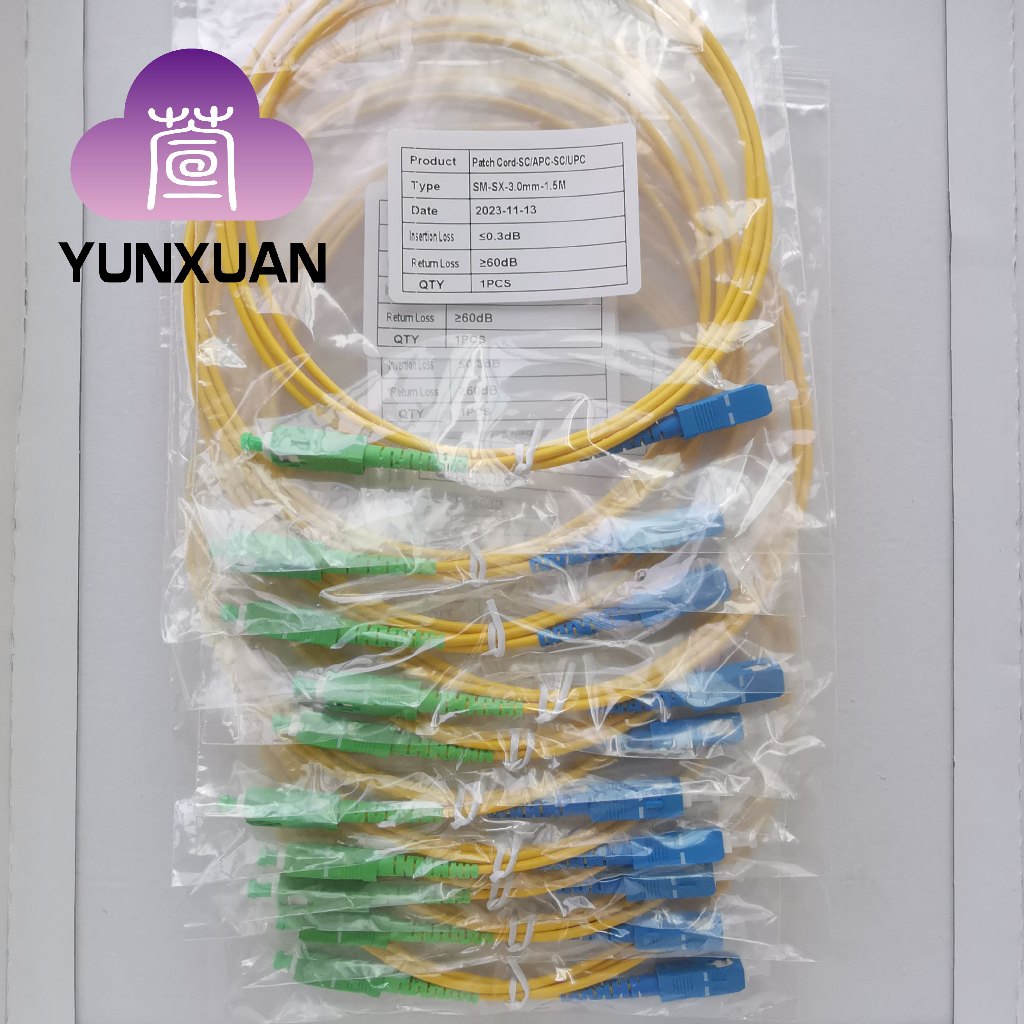 สายเคเบิลไฟเบอร์ 3.0 มม. 1.5 ม. FTTH SC APC UPC 10 ชิ้น