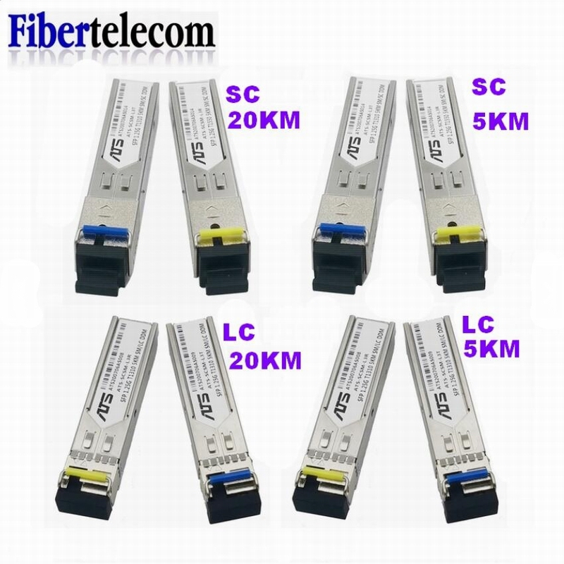 โมดูลไฟเบอร์ทรานซิฟเวอร์ SC LC SFP Gigabit DDM BIDI mini Gbic 1000Mbps SFP เข้าได้กับ Mikrotik Cisco Switch 2 ชิ้น