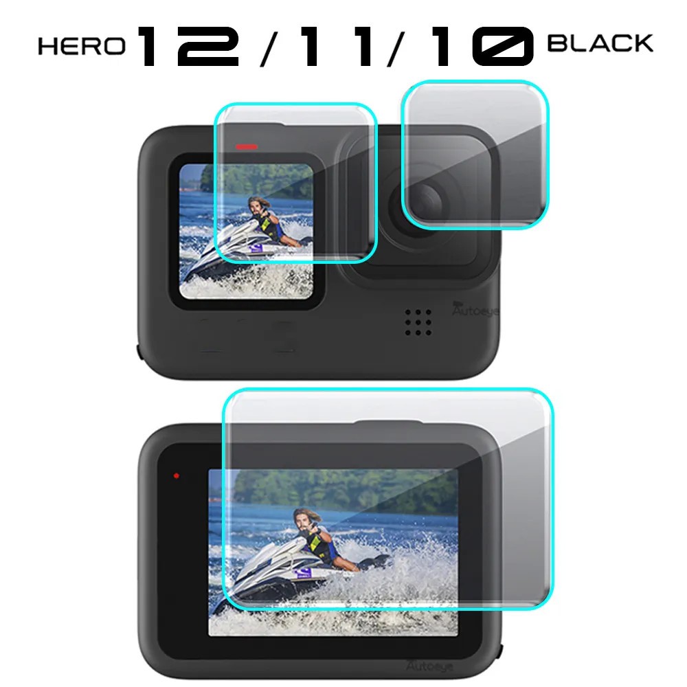 Go Pro 12 ฟิล์มกระจกนิรภัย หน้าจอสัมผัส ป้องกันรอยขีดข่วน ฟิล์มป้องกันน้ํามัน เลนส์ สําหรับ Gopro Hero 11 10 9 อุปกรณ์เสริมกล้อง