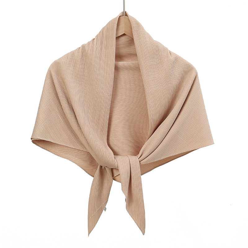 Laven Plain Square Satin Crinkle ผ้าพันคอผู้หญิงมุสลิม Tuudung Bandana ฮิญาบผ้าพันคอจีบผ้าคลุมไหล่ริ้วรอย
