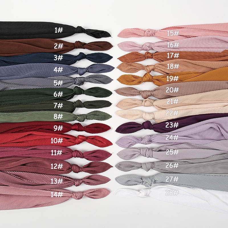 Laven Plain Square Satin Crinkle ผ้าพันคอผู้หญิงมุสลิม Tuudung Bandana ฮิญาบผ้าพันคอจีบผ้าคลุมไหล่ริ้วรอย