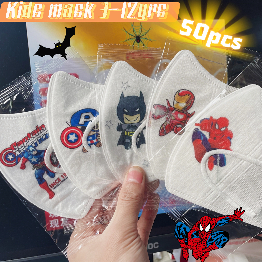 【Mask】หน้ากาก ลายมาร์เวล ไอรอนแมน สไปเดอร์แมน 3D สําหรับเด็ก 10 ชิ้น