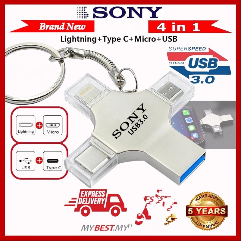 2tb 4in1 OTG แฟลชไดรฟ์ USB 16GB 32GB 64GB Type-C 128GB 256GB สําหรับมือถือ Android PC 512G 1TB