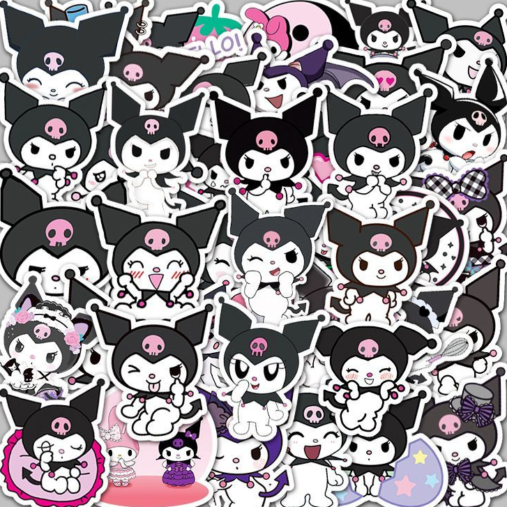 50 ชิ้นน่ารัก Kuromi การ์ตูน Graffiti สติกเกอร์กันน้ําสําหรับ DIY โทรศัพท์แล็ปท็อปโน้ตบุ๊คกีตาร์จักรยานหมวกกันน็อครถตกแต่ง Decal