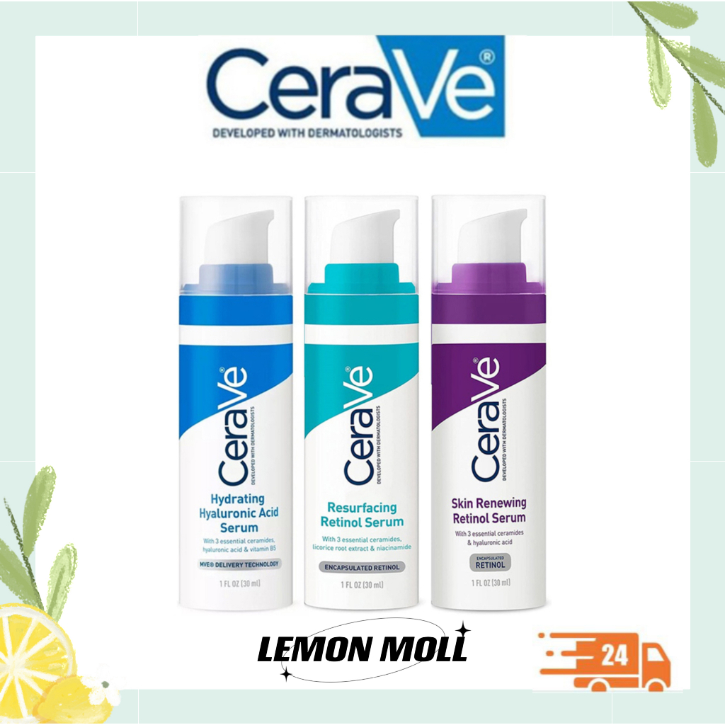 【ของแท้ 100%】Cerave Skin Renewing Retinol Serum &amp; Resurfacing Serum 30ml ลดริ้วรอย กระจ่างใส ลดเลือนรอยสิว