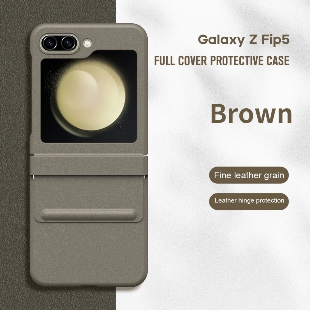 สําหรับ Samsung Galaxy Z Flip 5 เคสหรูหรา ผิวด้าน หนังด้าน บานพับ ป้องกัน พับ กันกระแทก เคสแข็ง อุปกรณ์เสริม - รูปที่ 7