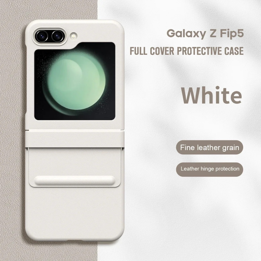 สําหรับ Samsung Galaxy Z Flip 5 เคสหรูหรา ผิวด้าน หนังด้าน บานพับ ป้องกัน พับ กันกระแทก เคสแข็ง อุปกรณ์เสริม - รูปที่ 6