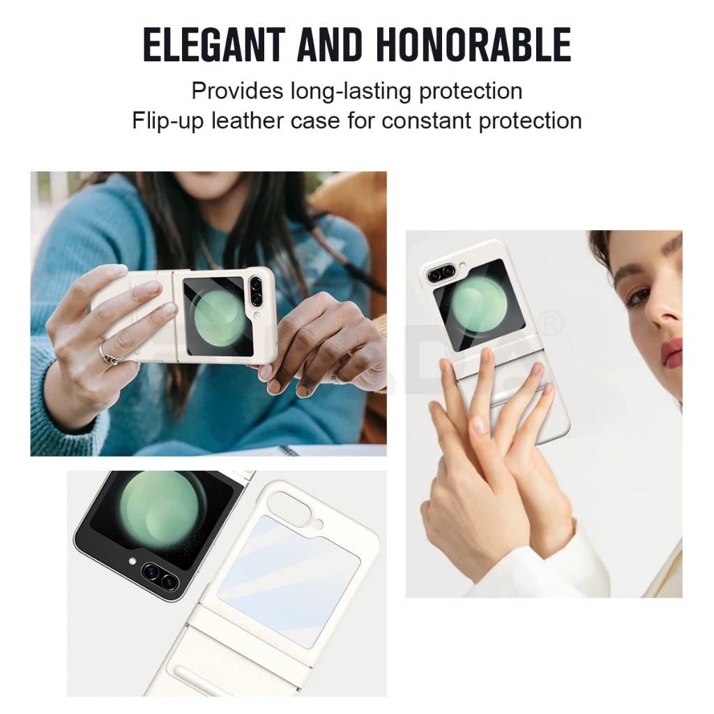 สําหรับ Samsung Galaxy Z Flip 5 เคสหรูหรา ผิวด้าน หนังด้าน บานพับ ป้องกัน พับ กันกระแทก เคสแข็ง อุปกรณ์เสริม - รูปที่ 2