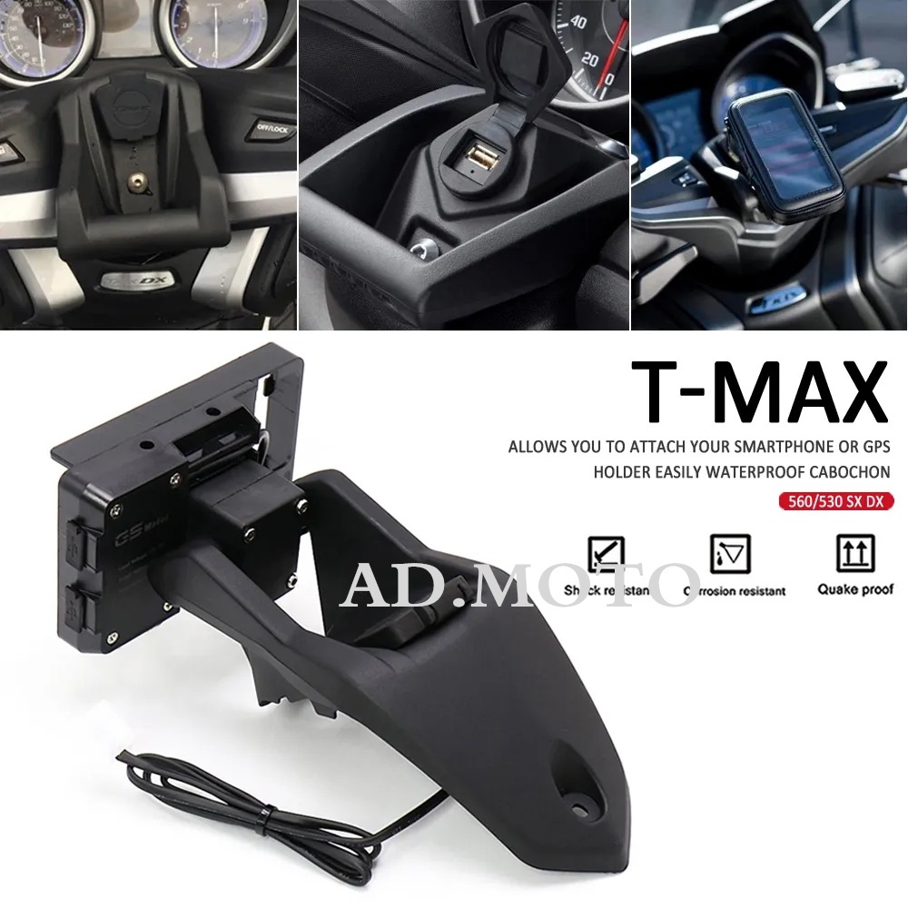 อุปกรณ์เมาท์ขาตั้งชาร์จโทรศัพท์มือถือ USB สําหรับ Yamaha Tmax T-max 530 T-max530 SX DX 2017 2018 201