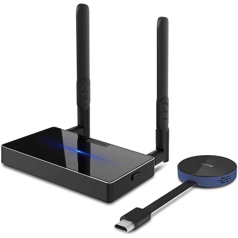 ชุดตัวรับส่งสัญญาณ HDMI ไร้สาย Full HD 4K 30Hz 5GHz 50 ม. 164 ฟุต ปลั๊กแอนด์เพลย์ สําหรับสตรีมมิ่ง แล็ปท็อป พีซี สื่อ PS4/5 (ชุด) (สีดํา)