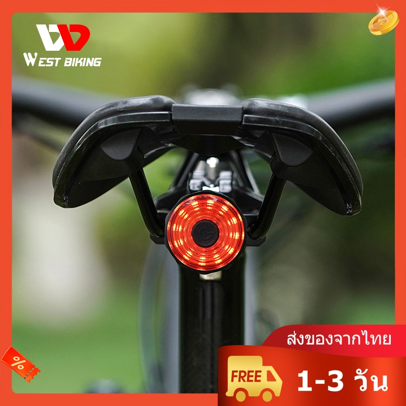 [ส่งของจากไทย] WEST BIKING ไฟท้ายจักรยานเบรคเหนี่ยวนำไฟท้ายจักรยาน USB ไฟท้ายจักรยานแบบชาร์จไฟได้ ไฟท้ายจักรยานกันน้ำ