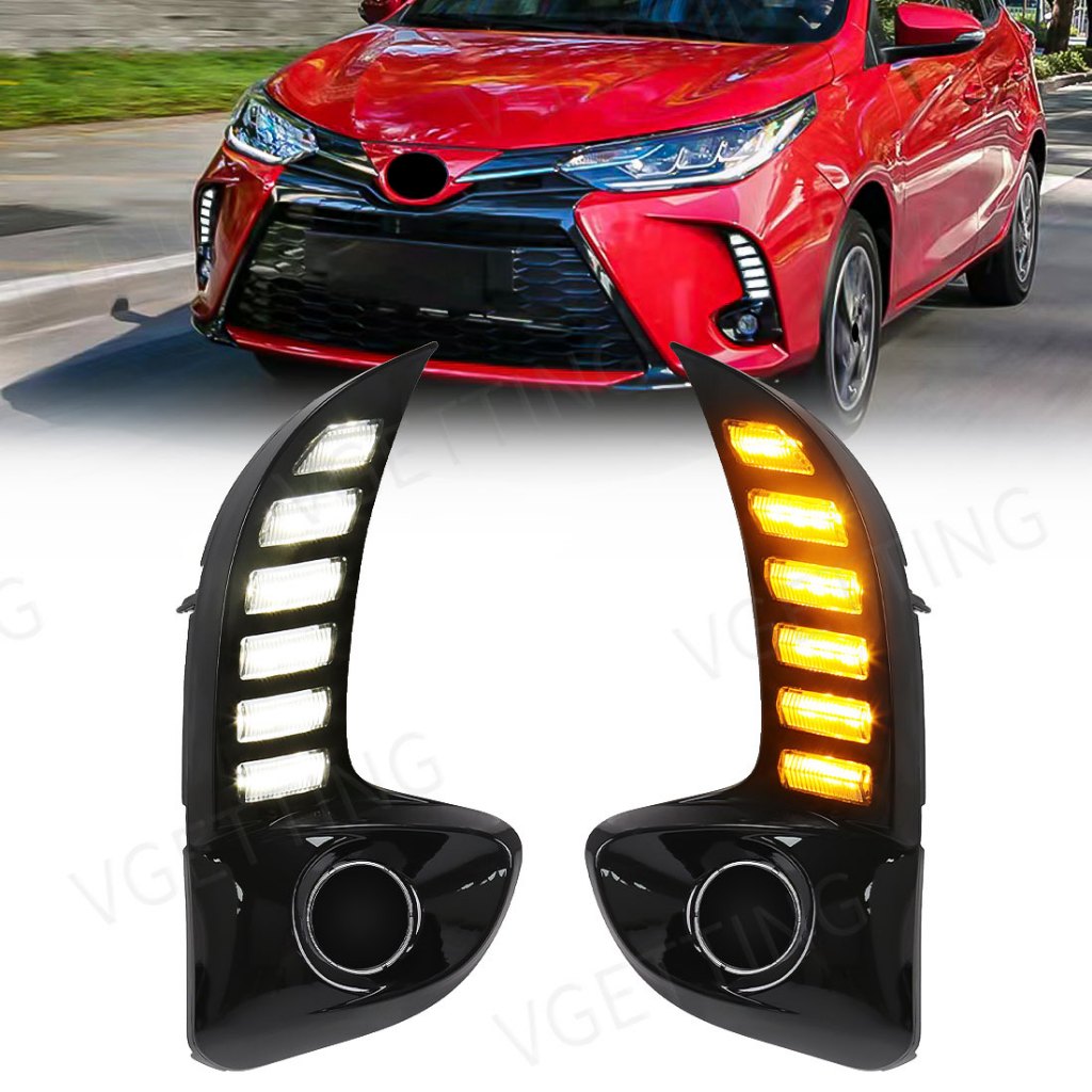 Vgetting ไฟตัดหมอก LED DRL สีเหลือง สีขาว สําหรับ Toyota Yaris Vios 2020 2021 2022 2023