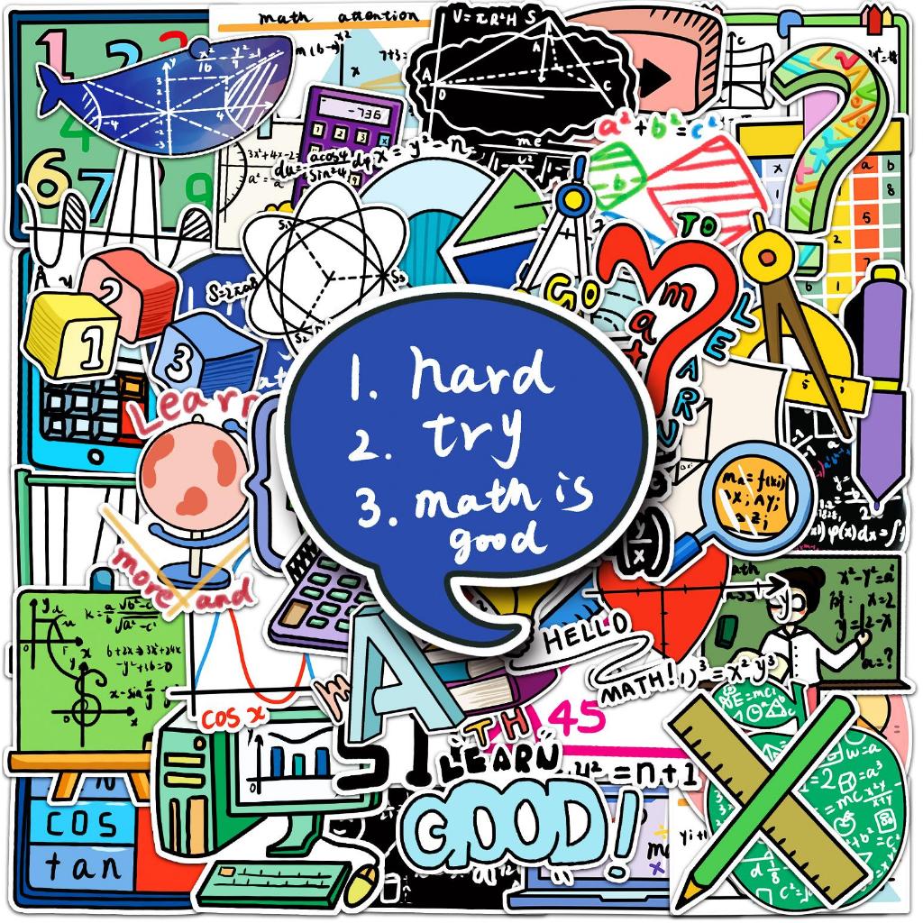 50 ชิ้นสติกเกอร์คณิตศาสตร์ตลกกันน้ํา DIY สําหรับโทรศัพท์แล็ปท็อปรถสติกเกอร์ Creative Home Decal