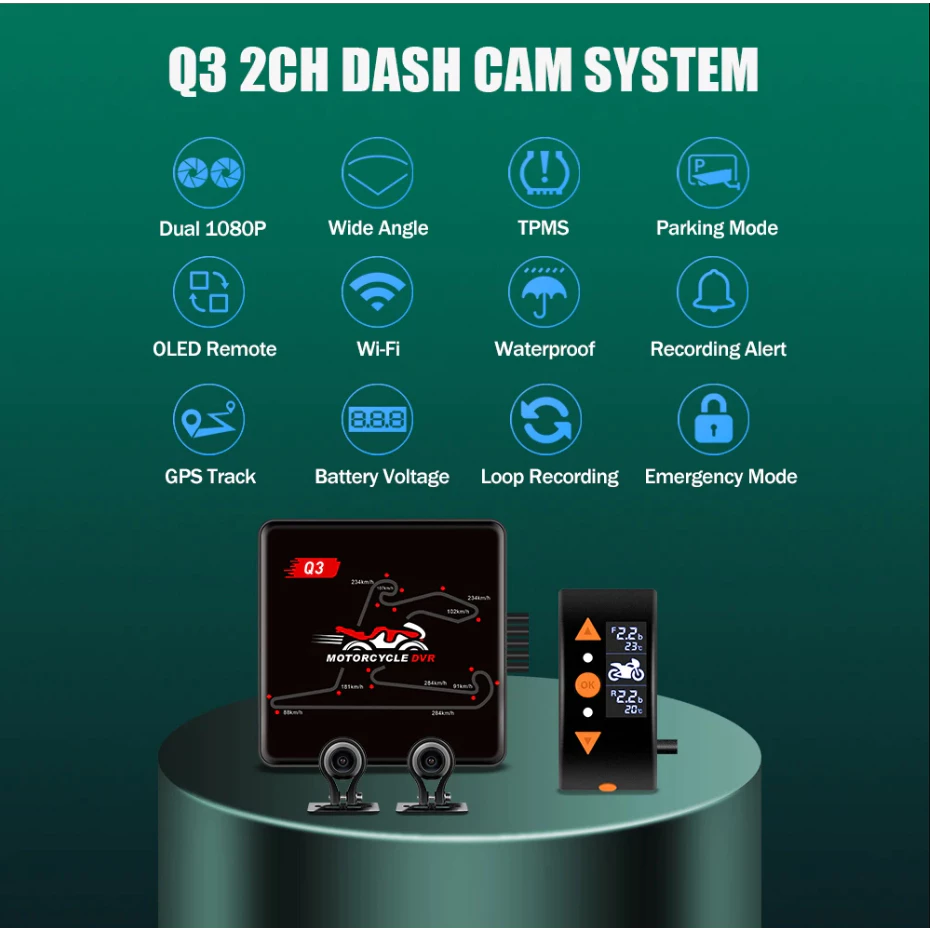 Vsys SYS กล้องบันทึกวิดีโอ WiFi 1080p FHD DVR กันน้ํา ติดตั้งง่าย สําหรับติดด้านหน้า และด้านหลังรถมอเตอร์ไซค์ thumbnail 3