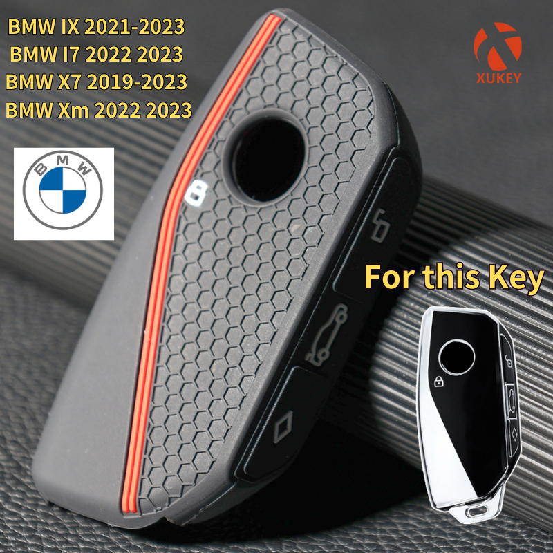 เคสรีโมตกุญแจซิลิโคน 3 ปุ่ม พร้อมพวงกุญแจ สําหรับ BMW Ix I4 X7 Xm 2 3 4 5 Series X3 X5 2019 2023