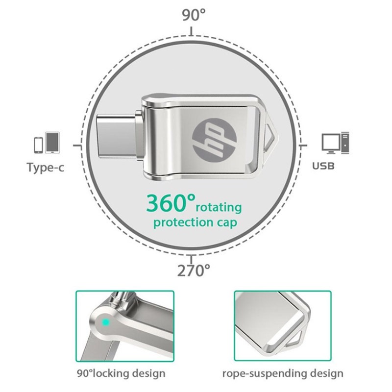 Hp Mini TYPE-C Two-in-One Flash Driver 2TB 1TB 512GB 256GB 128GB USB3.0 Memory Stick 8GB 16GB 32GB 64GB โลหะกันน้ําไดร์เวอร์ปากกา,เหมาะสําหรับโทรศัพท์มือถือ,คอมพิวเตอร์,ลําโพง