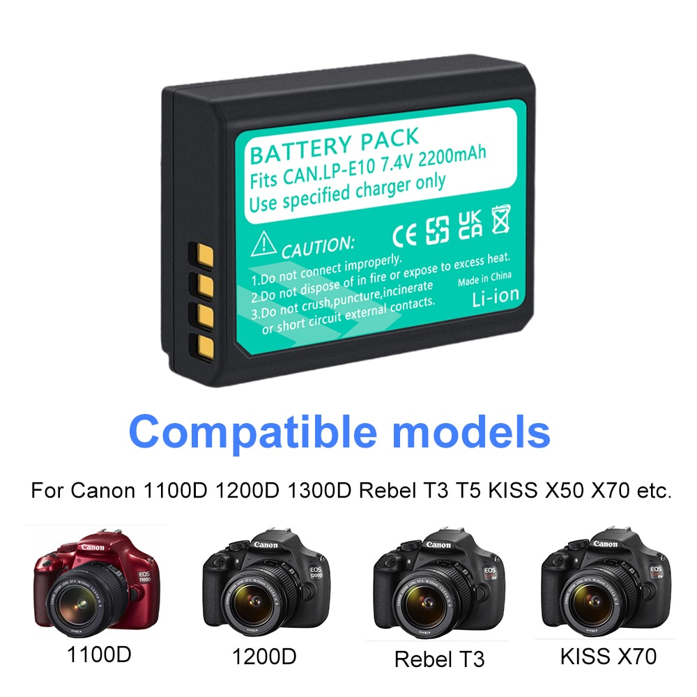 Palo แบตเตอรี่กล้อง LP-E10 พร้อมที่ชาร์จ สําหรับ Canon EOS 1100D 1200D 1300D 1500D 2000D 3000D 4000D