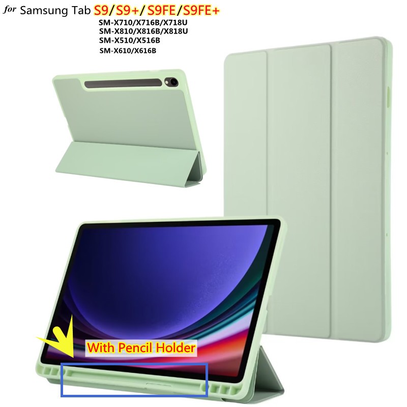 For Samsung Galaxy Tab S9 S9Plus S9FE Plus Tablet Magnetic Leather Case For Galaxy Tab S9 11 in/Tab S9+ 12.4 in/Tab S9FE 11 in/Tab S9FE+ 12.4 in with samsung Pencil Holder