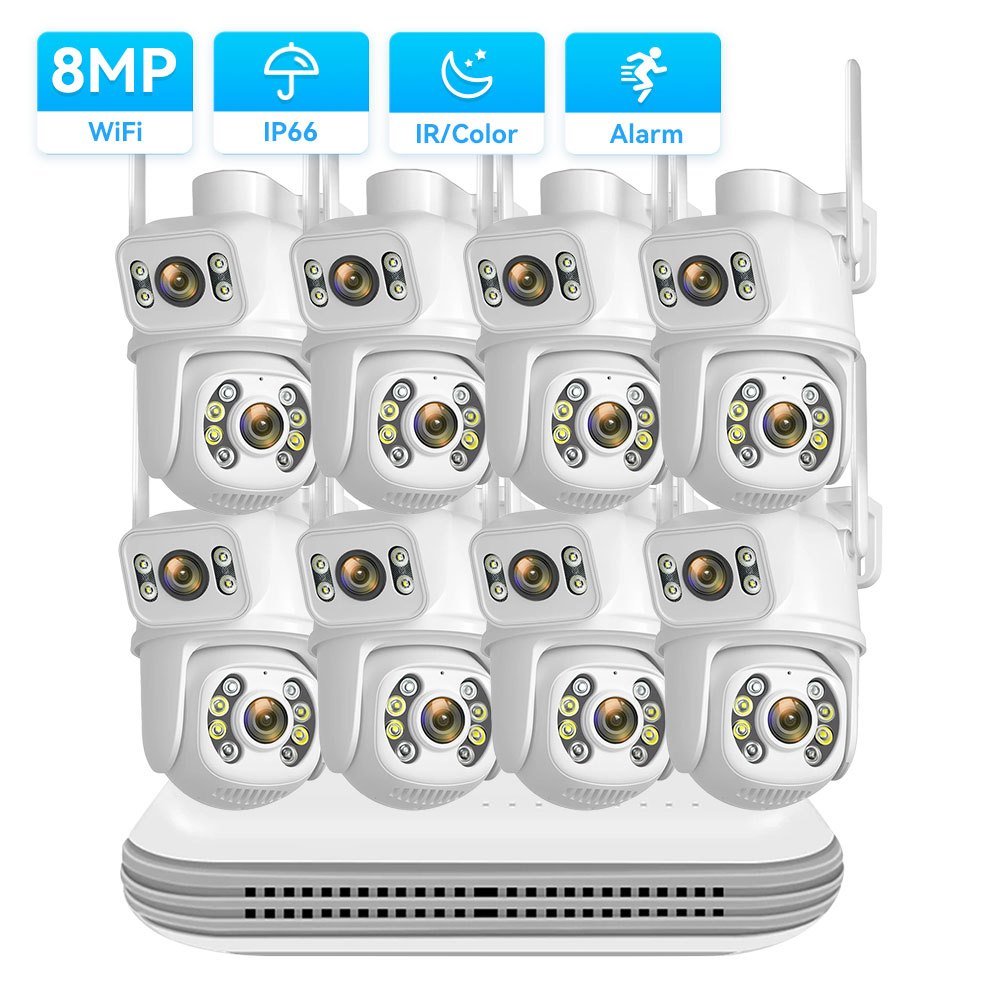 Hamrol 8CH 4K 8MP H.265 Dual Lens PTZ WIFI IP Security Camera WIFI NVR System Waterproof CCTV