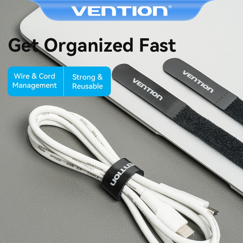 Vention เทปตีนตุ๊กแก ไนล่อน 120-180 มม. มีกาวในตัว ทนทาน สําหรับจัดเก็บสายเคเบิ้ล USB