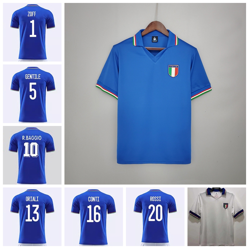 1982 World Cup Italy Retro Home Away Jersey Baggio Zoff Gentile Conte Rossi เสื้อฟุตบอล