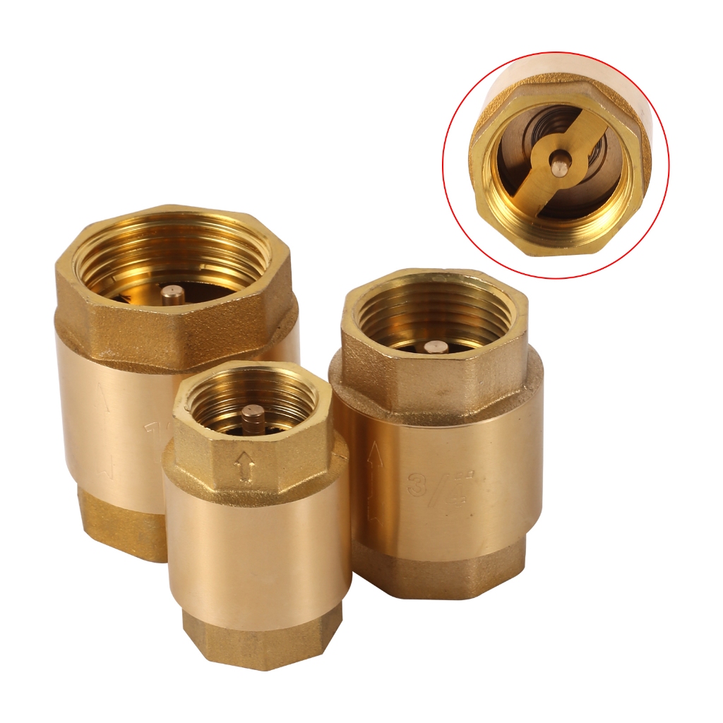 ทองเหลือง In-Line ฤดูใบไม้ผลิตรวจสอบวาล์ว 1/2 3/41 ด้ายหญิง One-Way Anti Backflow วาล์วสําหรับน้ําควบคุมชลประทานท่อ Fitting