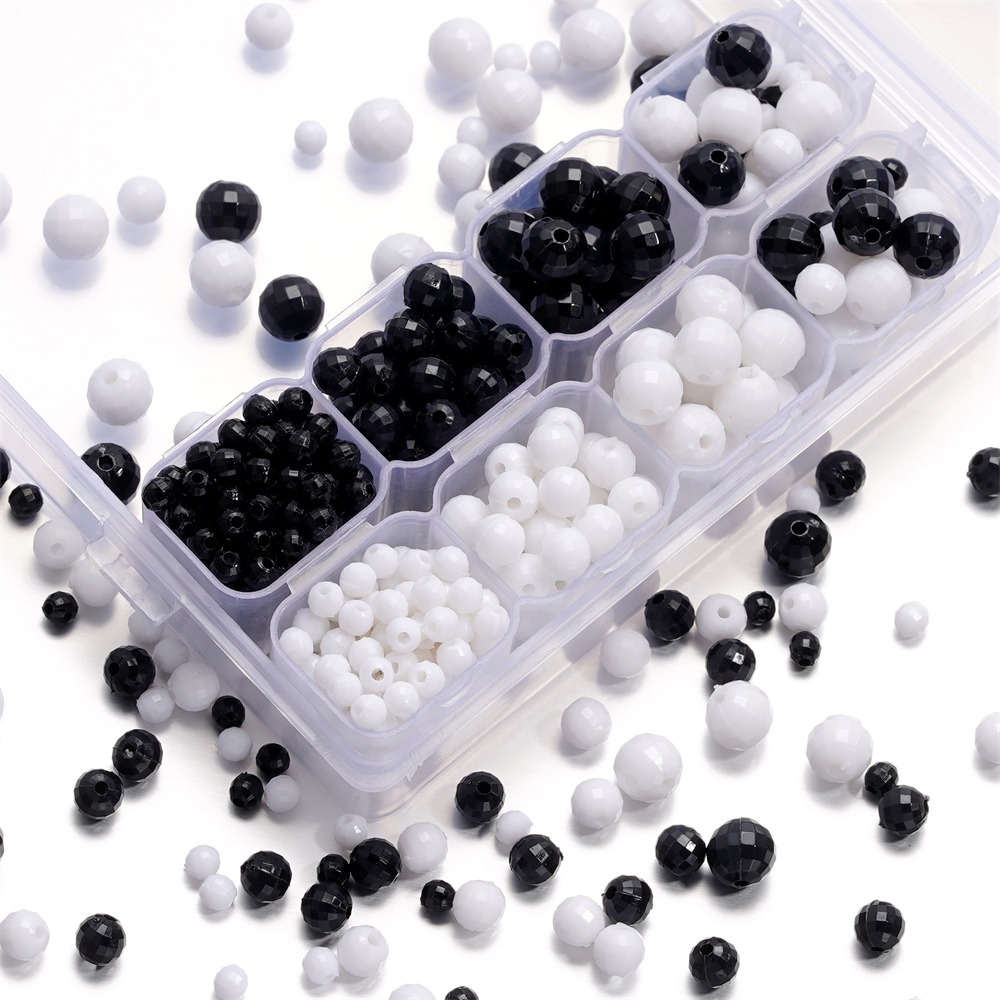 St.kunkka ลูกปัดเพชร อะคริลิค สีดํา สีขาว คละสี 10 กรัม สําหรับทําเครื่องประดับ สร้อยคอ สร้อยข้อมือ DIY