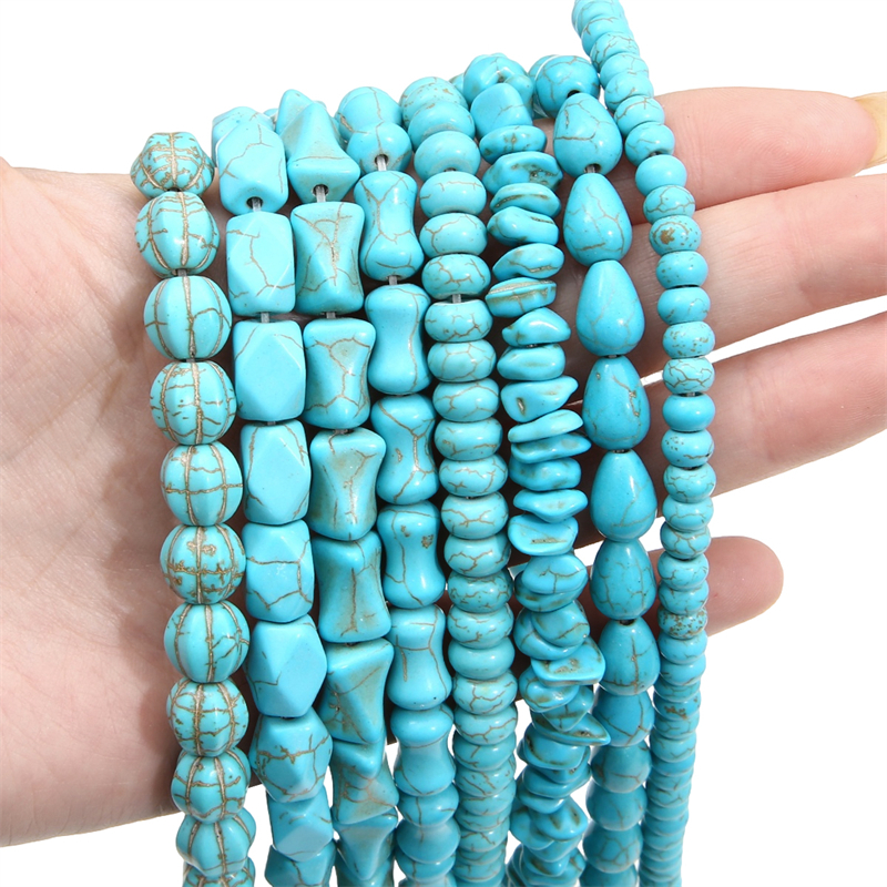 1Str/Bag Multiple Styles Of Synthetic Turquoise Beads To Choose From For DIY Bracelet Necklace Jewelry Making Accessories