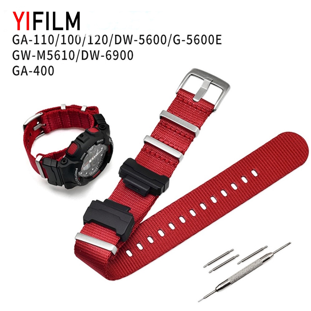 ไนลอนเปลี่ยนสายนาฬิกาสําหรับ Casio G-Shock GA-110/100/120/150/200/400 GD-100/110/120 DW-5600 GW-6900 สร้อยข้อมือสายคล้องคอ