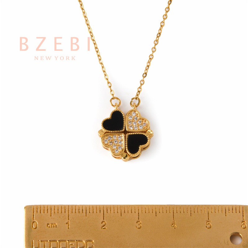 Bzebi สร้อยคอแฟชั่น ใบโคลเวอร์ ผู้หญิง จี้ สแตนเลส ไม่ลอก เครื่องประดับแฟชั่น แตนเลส ใส่ได้แบบ2 18k ชุบทอง สําหรับผู้หญิง 1057n