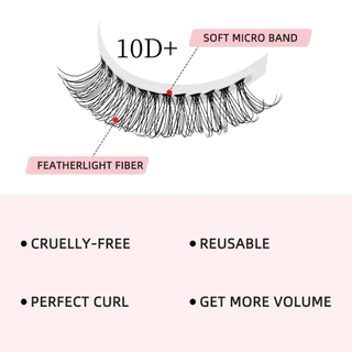 คลัสเตอร์ขนตาปลอม 10D D+ Curl 8-12 มม. 4 แถว 30D 40D ใช้ซ้ําได้ DIY