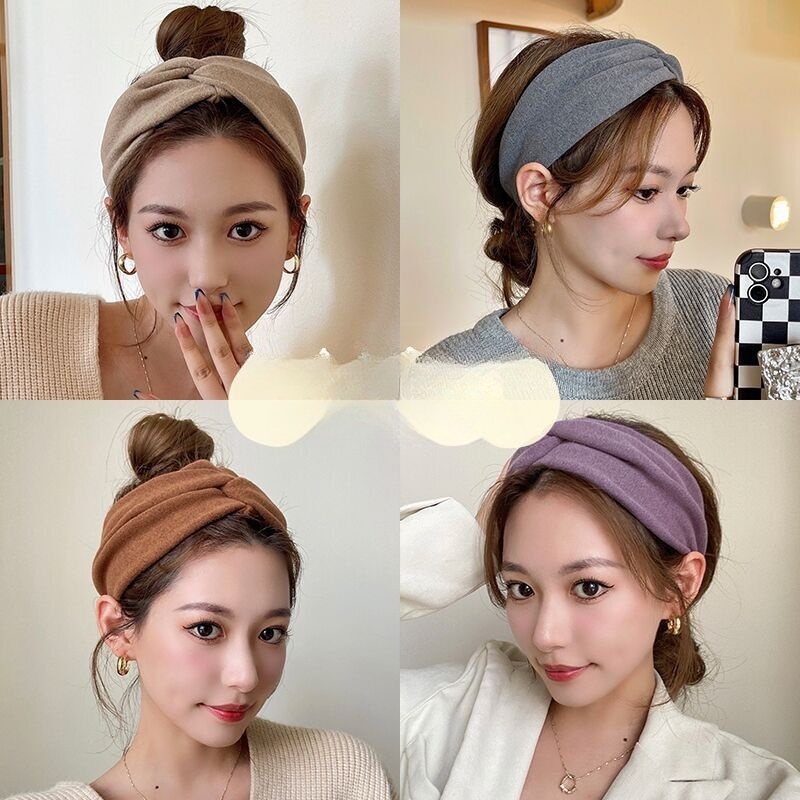 ที่คาดผมเกาหลีปีกกว้างหญิง สีข้าวสาลี ล้างหน้า สวมใส่ทุกวัน