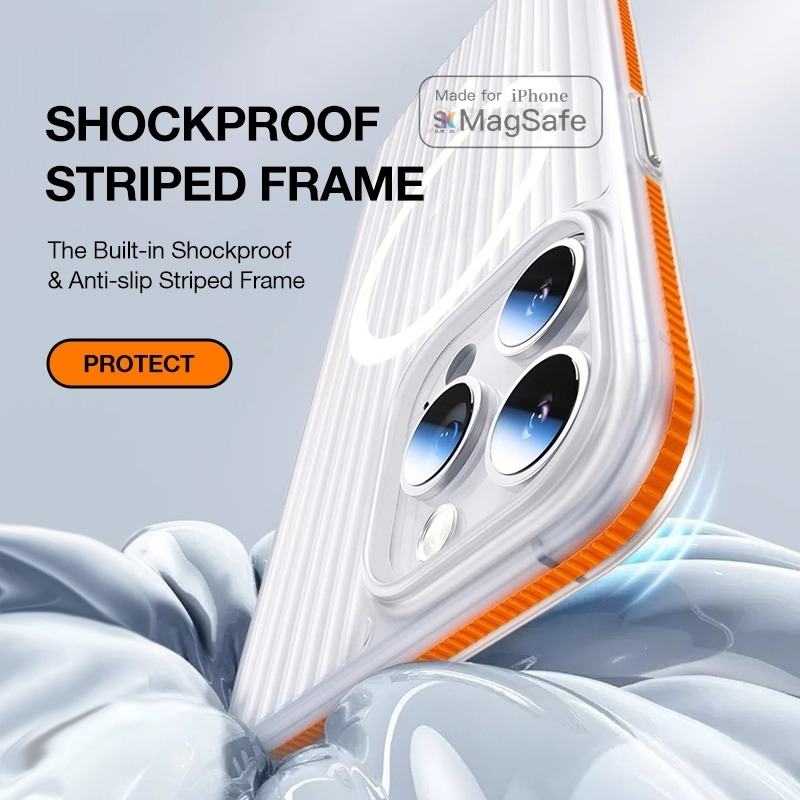ใหม่ เคสโทรศัพท์มือถือ ผิวด้าน แม่เหล็ก กันลื่น ลายทาง ไฮเอนด์ เรียบง่าย สําหรับ iPhone 15PROMAX 15 14 13 Pro Max
