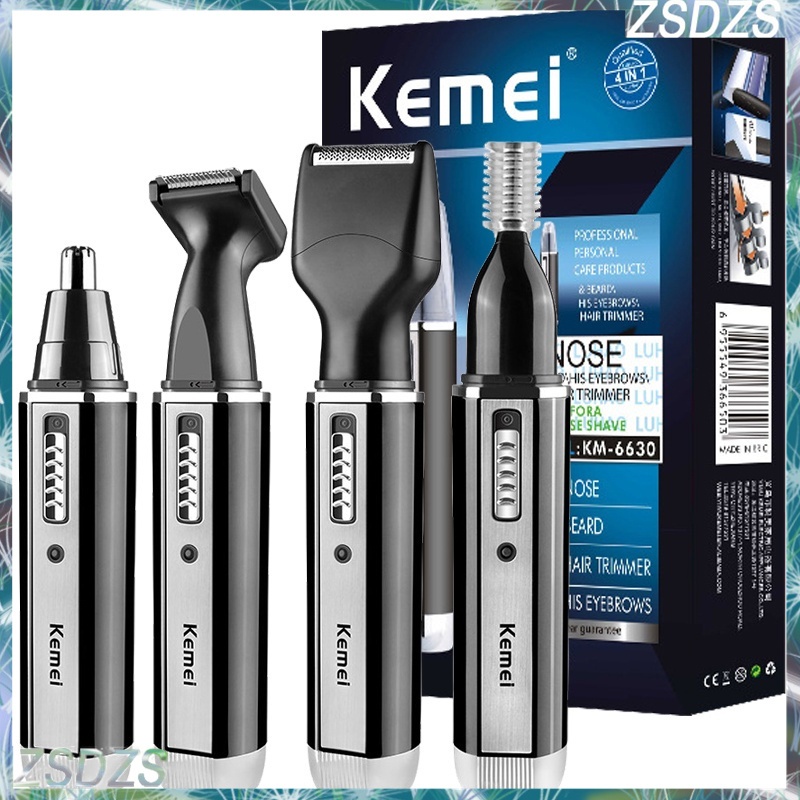 Kemei km 6630 4 In 1 เครื่องตัดขนจมูก และหูไฟฟ้า แบบชาร์จไฟได้